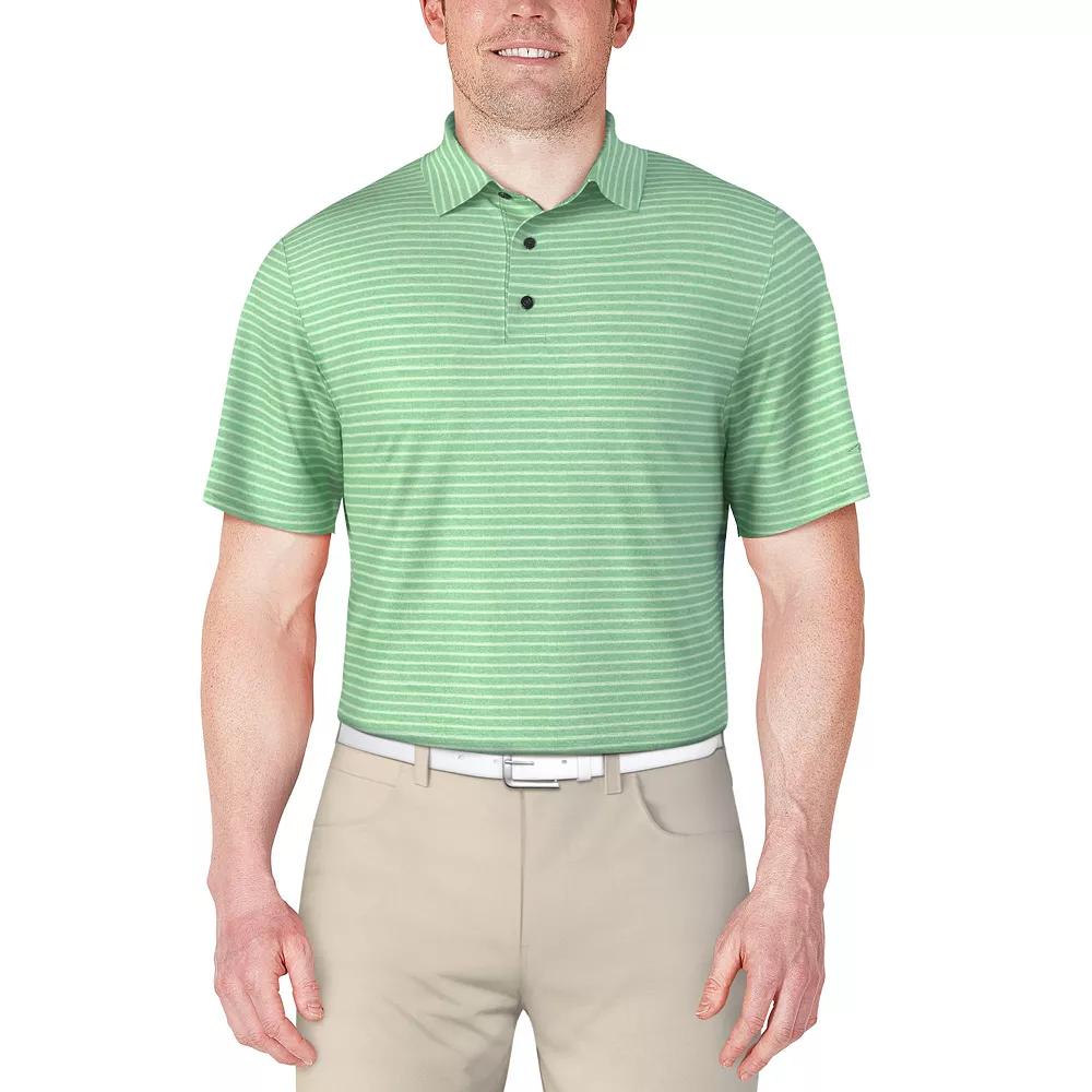 Mens Grand Slam Heather Feeder Stripe Golf Polo Hemlock Grey Product Image