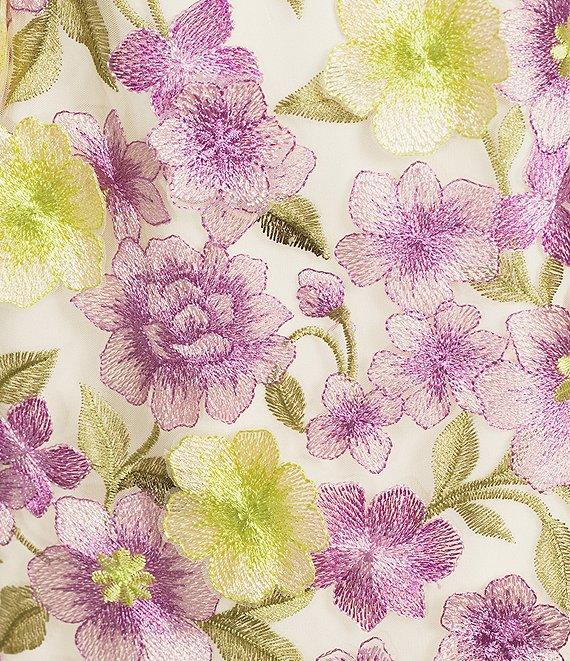 Muse by Marchesa Meadow Floral Novelty Embroidered Halter Neck Sleeveless A-Line Dress Product Image