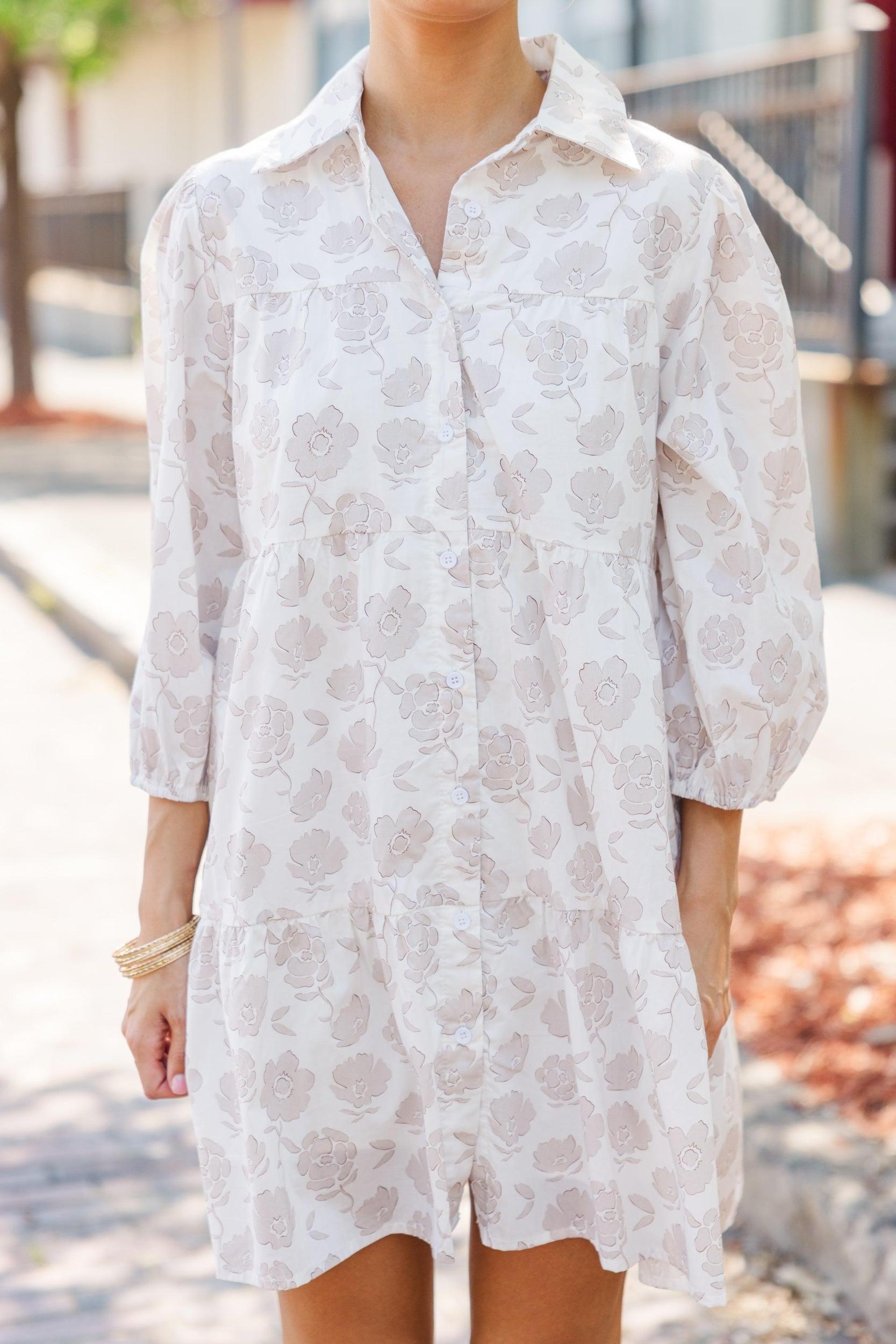 On Your Way Off White Floral Babydoll Dress Female Product Image