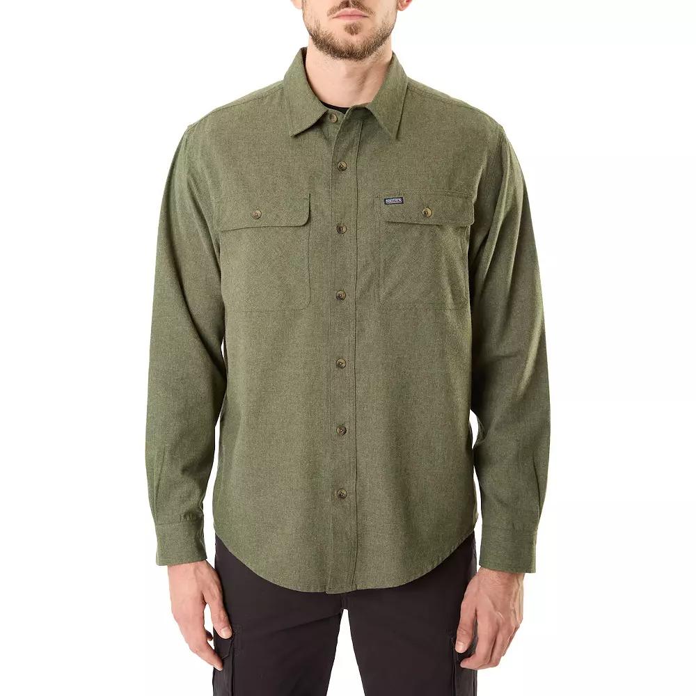 Men's Smith's Workwear Regular-Fit Solid Two-Pocket Flannel Button-Down Shirt,  Product Image