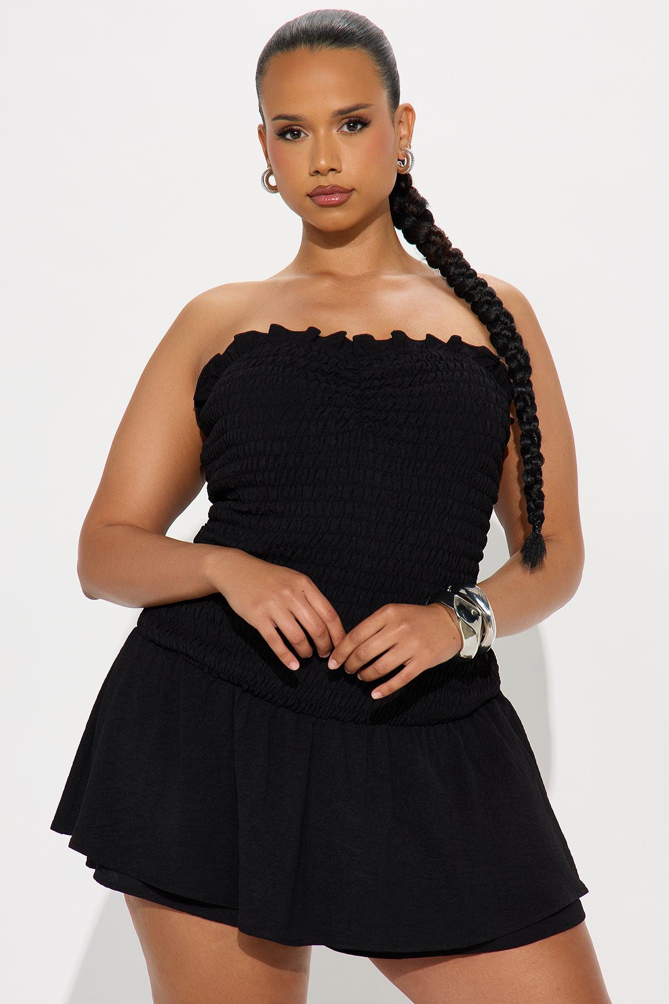 Sarabeth Smocked Romper - Black Product Image