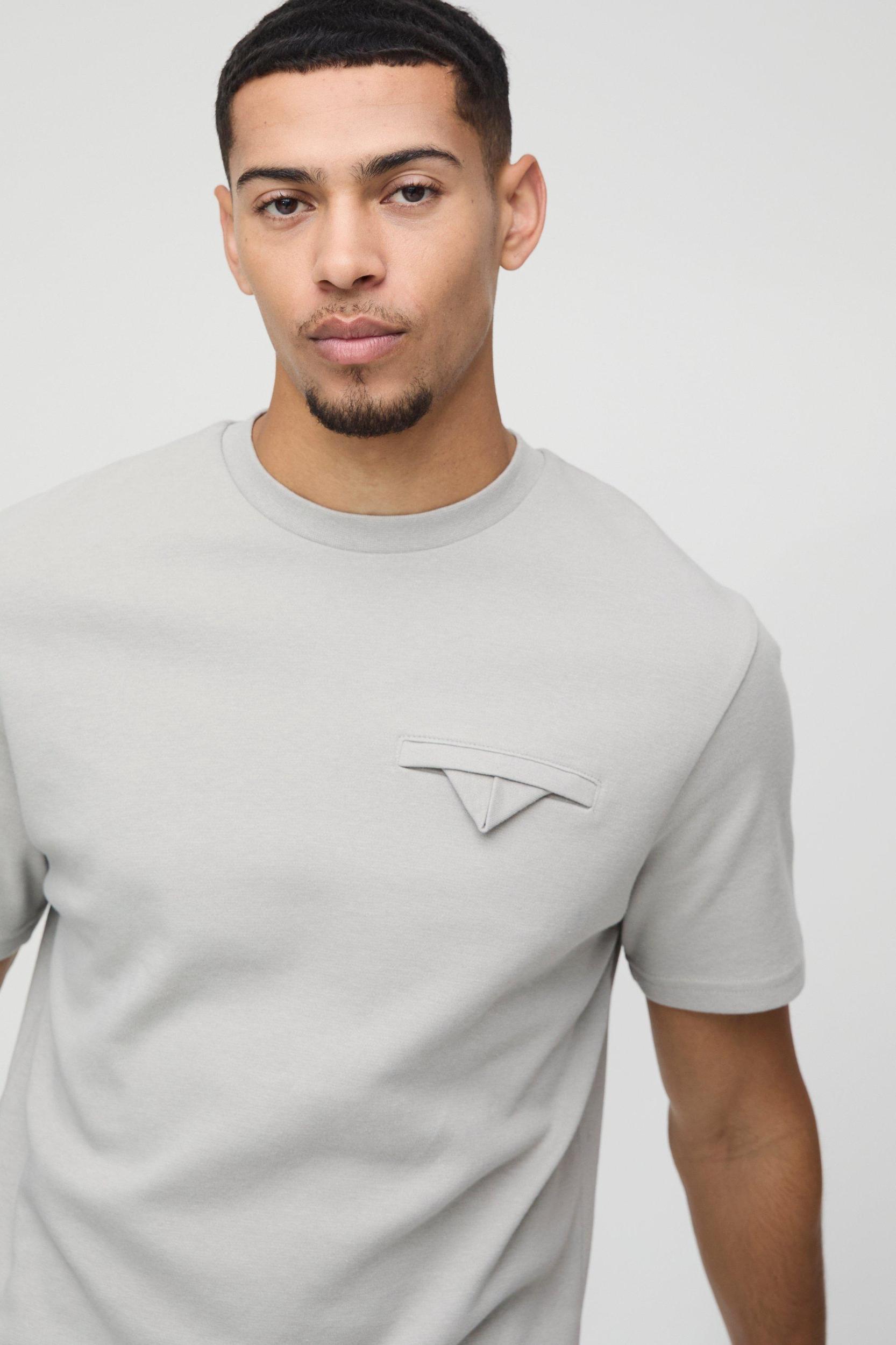Heavyweight Pocket Detail Interlock Boxy T-Shirt | boohooMAN USA Product Image
