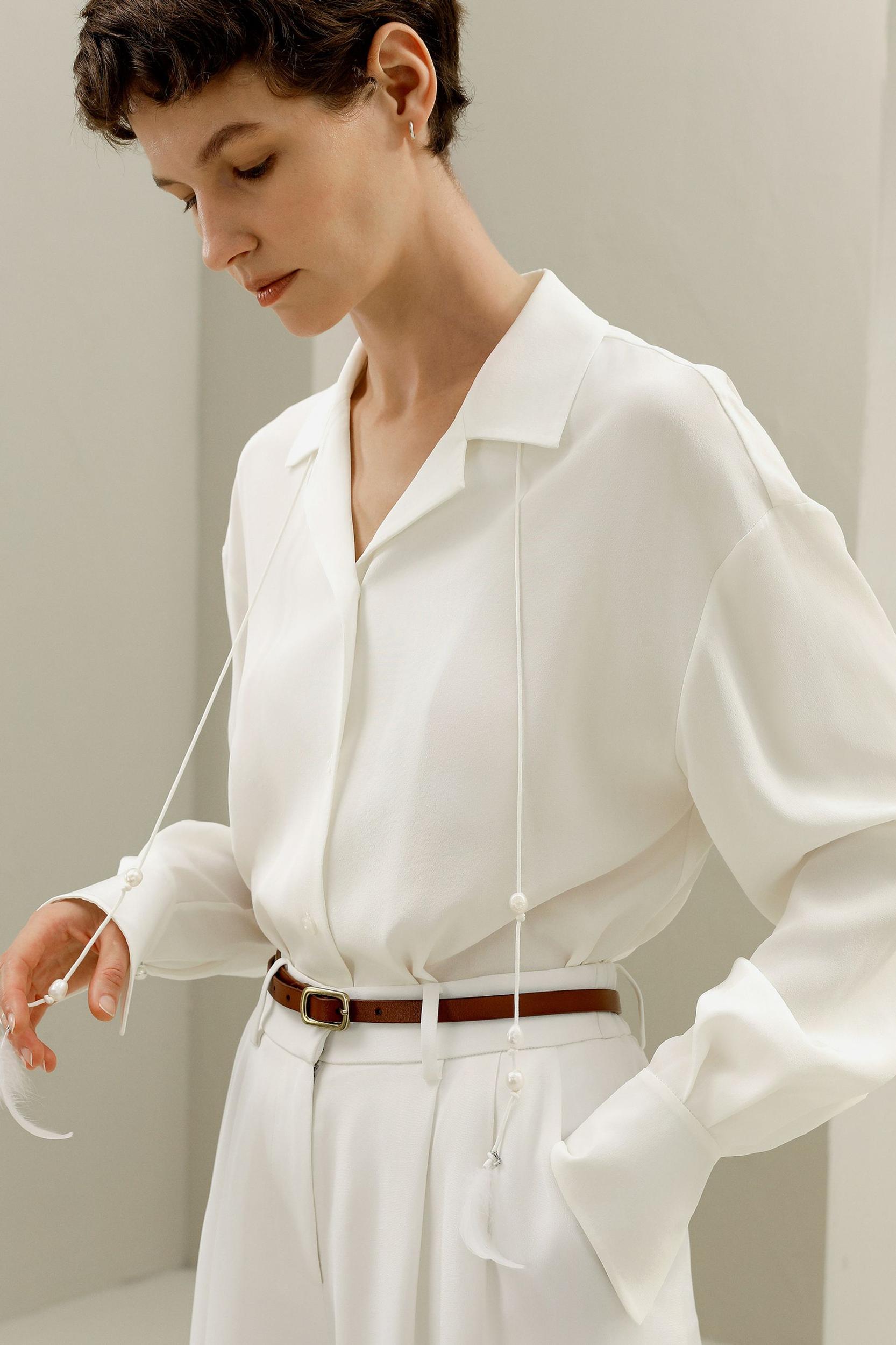 Tie-Detailed Silk Blouse Product Image