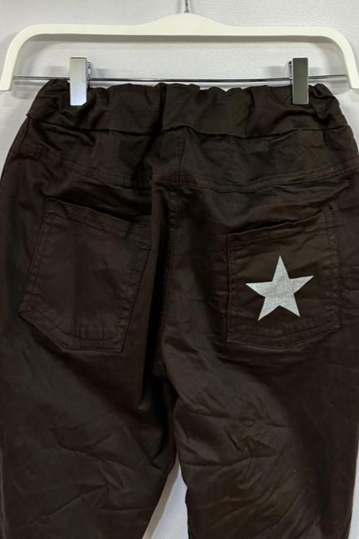 Solid Crinkle Jogger With Star Pocket Product Image