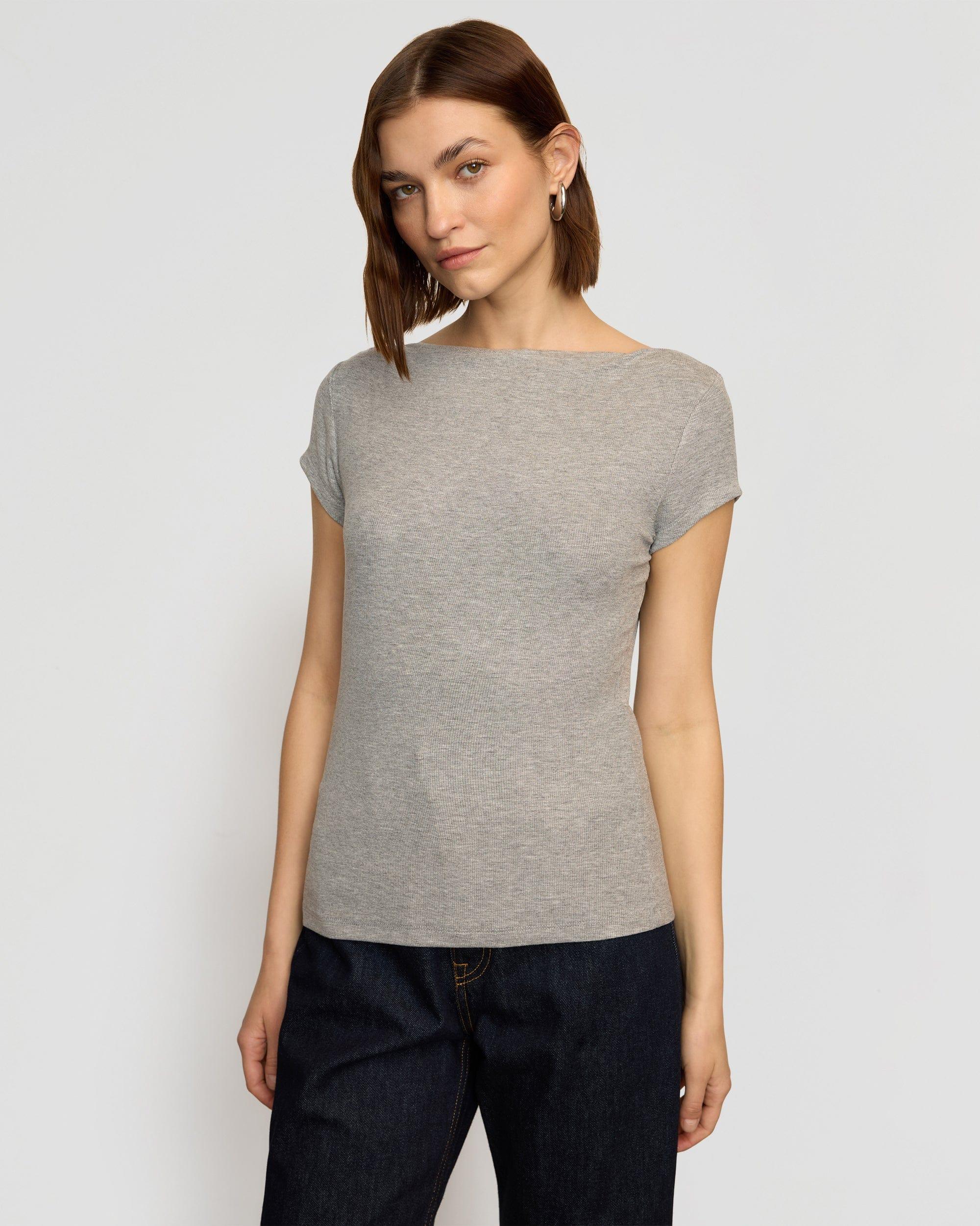 Zayna Ribbed Cap-Sleeve Tee Product Image