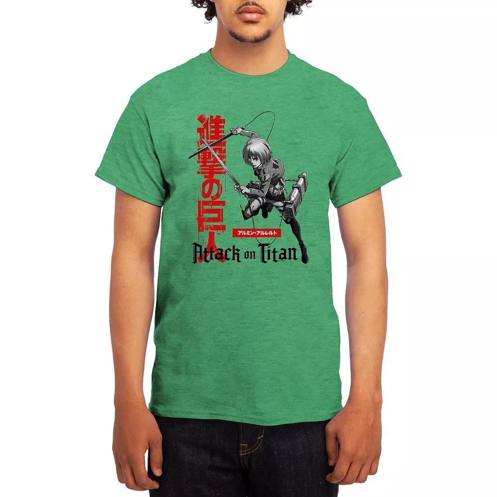 Men's Attack on Titan Armin Action Kanji Tee, Size: Large, Grey Kelly Product Image