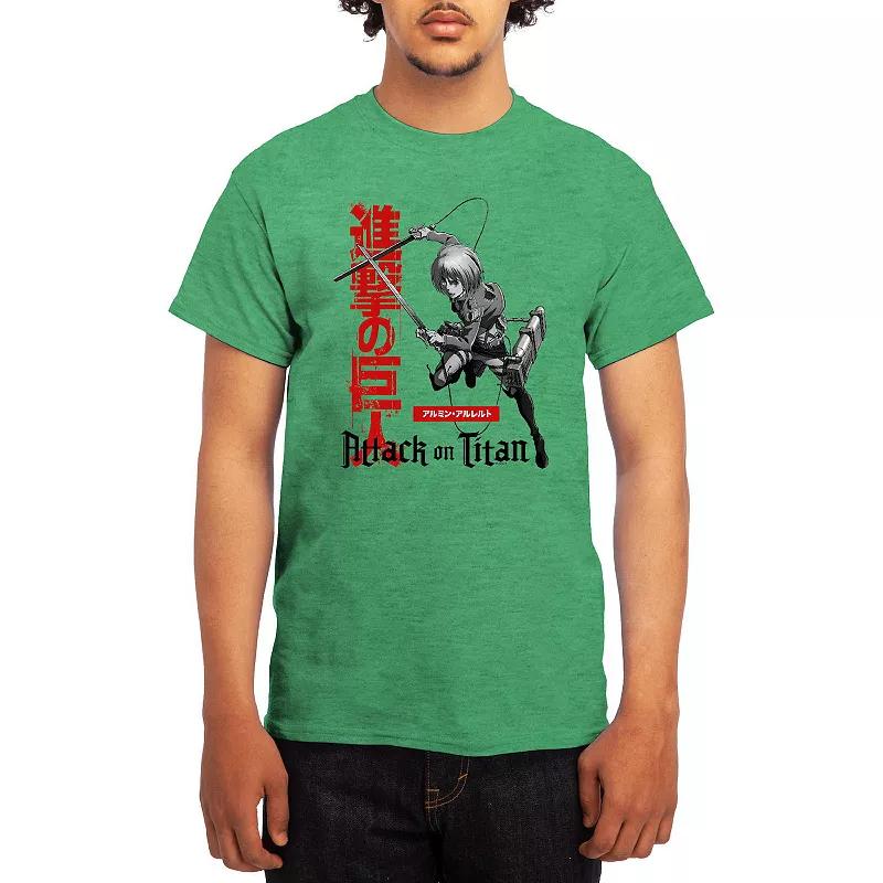 Men's Attack on Titan Armin Action Kanji Tee, Size: Large, Grey Kelly Product Image