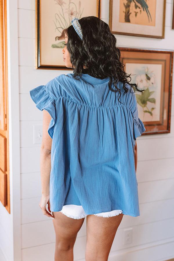 Divine Downtime Button Up in Airy Blue Product Image
