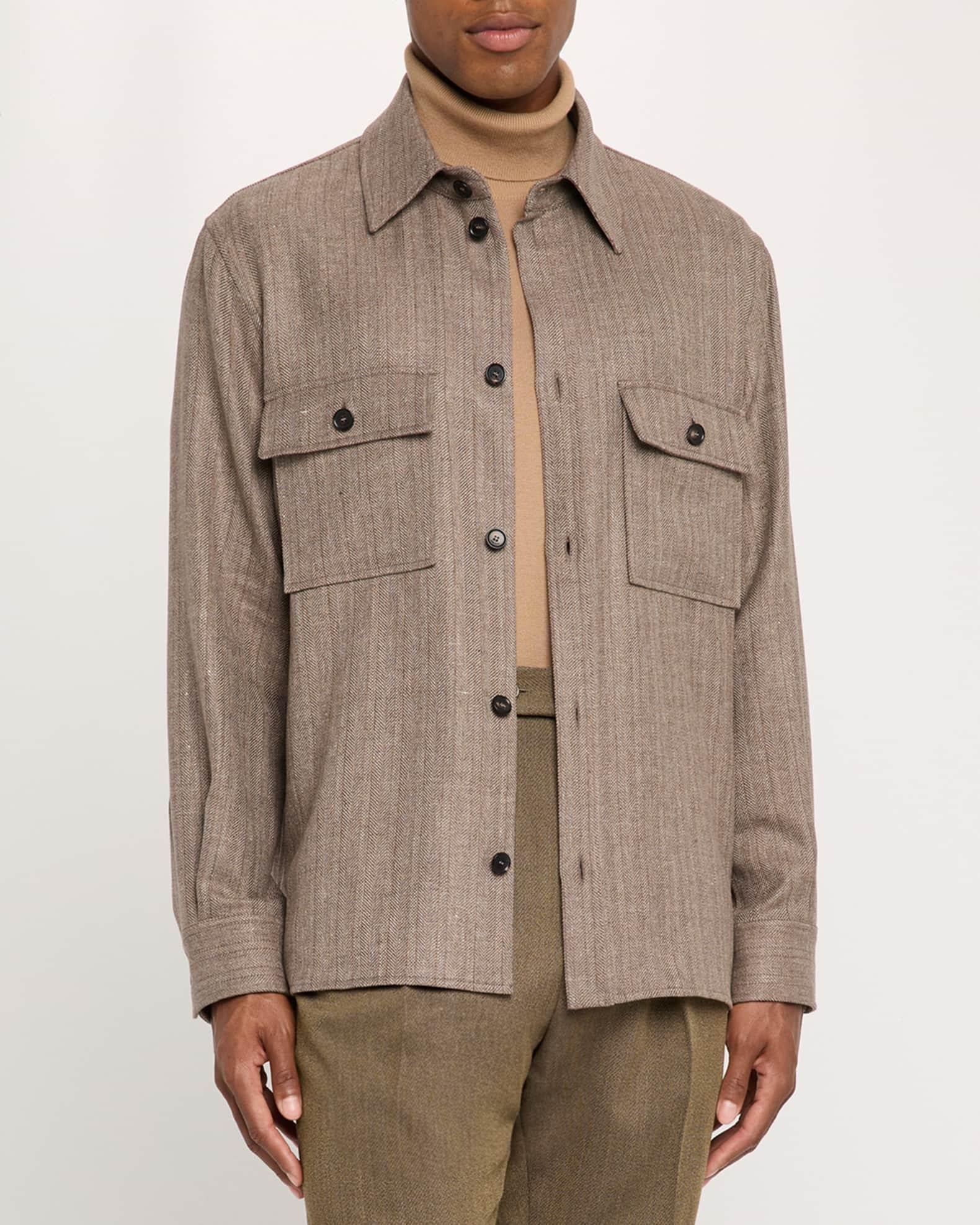 Men's Jim Wool and Linen Herringbone Overshirt Product Image
