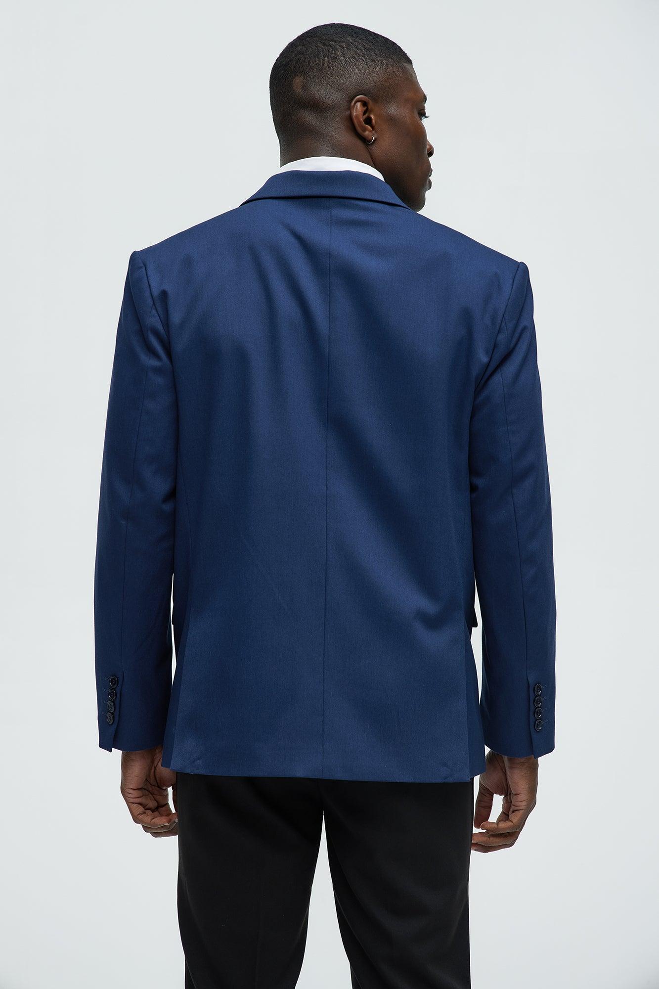 Gabardine Double Breasted Blazer - Navy Product Image