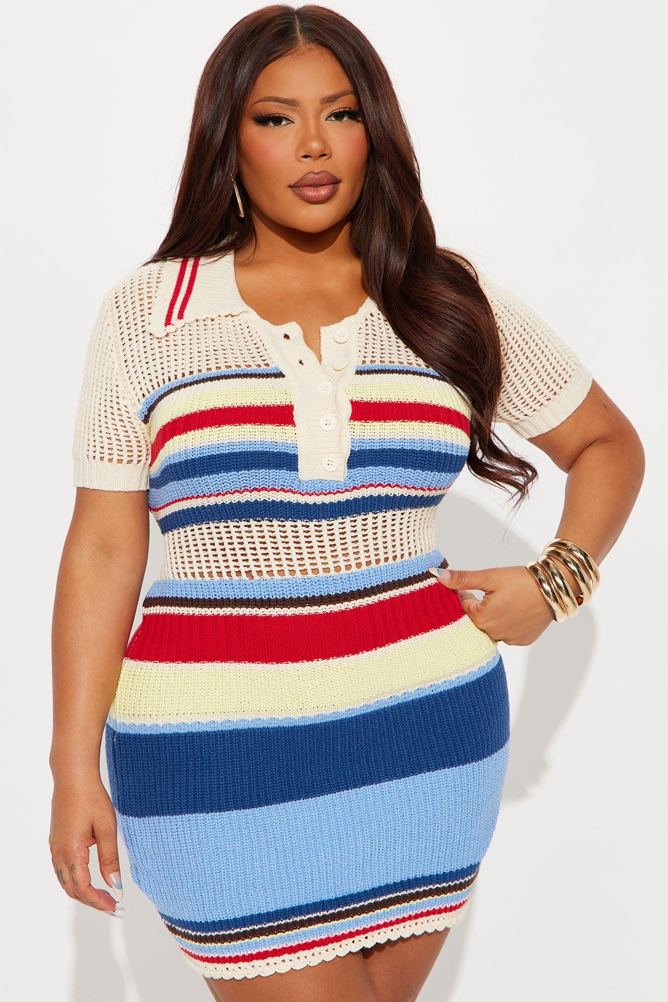 Pacific Tides Crochet Mini Dress - Blue/combo Product Image