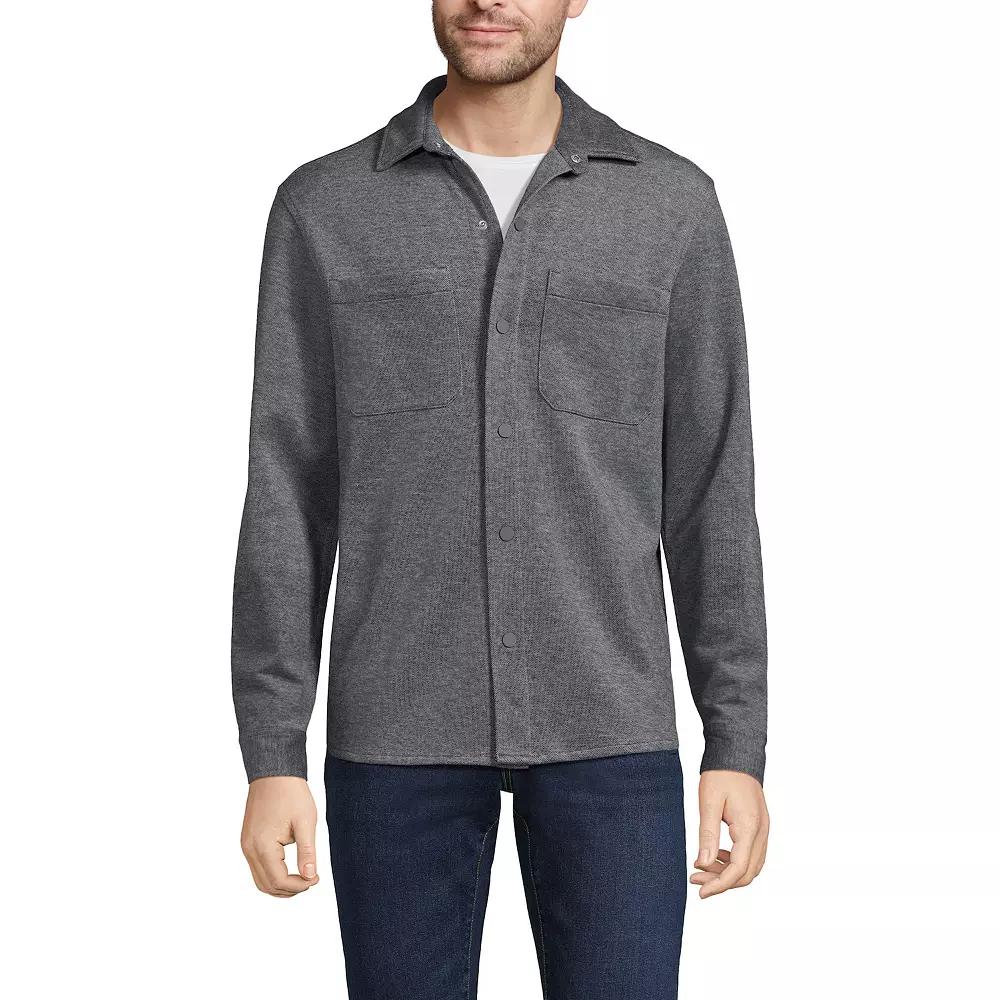 Men's Lands' End Long Sleeve Knit Overshirt, Size: XXL, Blue Birdseye Product Image