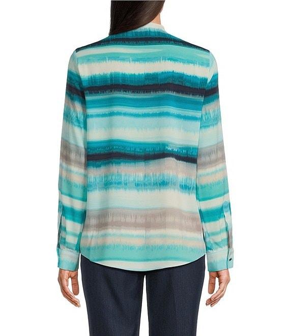 Calvin Klein Split Neck Roll Tab Button Front Blouse Product Image