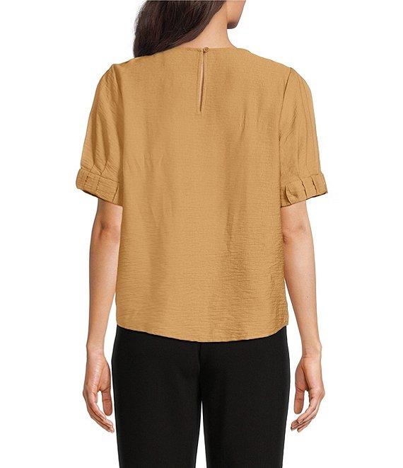 DKNY by Donna Karan Crinkle Roll Short Sleeve Crew Neck Top Product Image