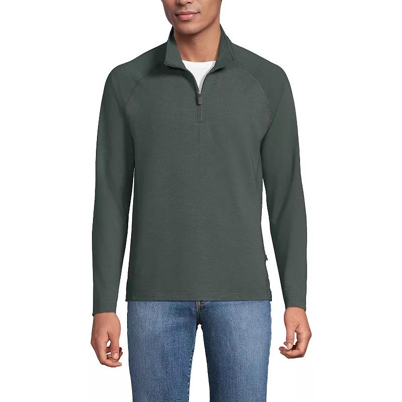 Men's Lands' End Long Sleeve Raglan French Terry Quarter Zip Sweatshirt,  Product Image