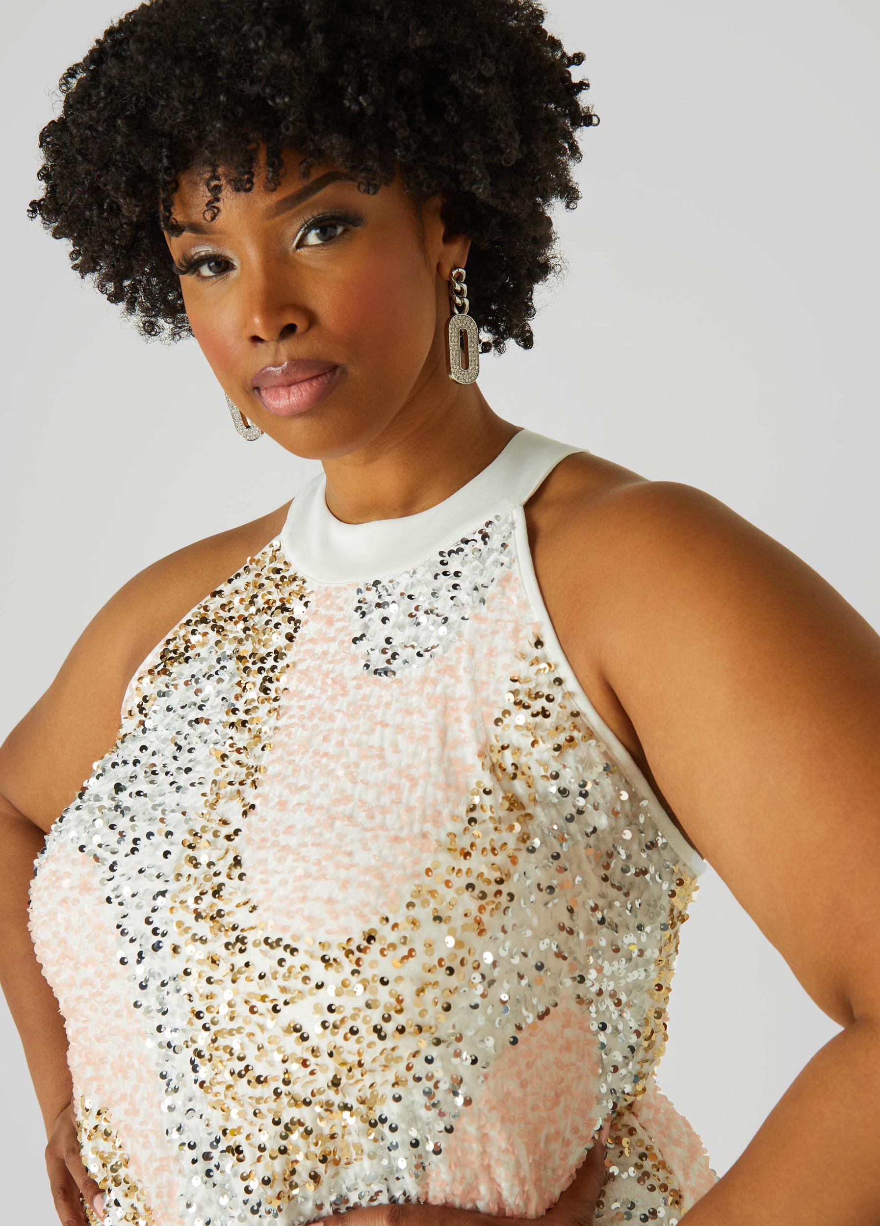 Plus Size Sequined Velvet Gown Ashley Stewart Product Image