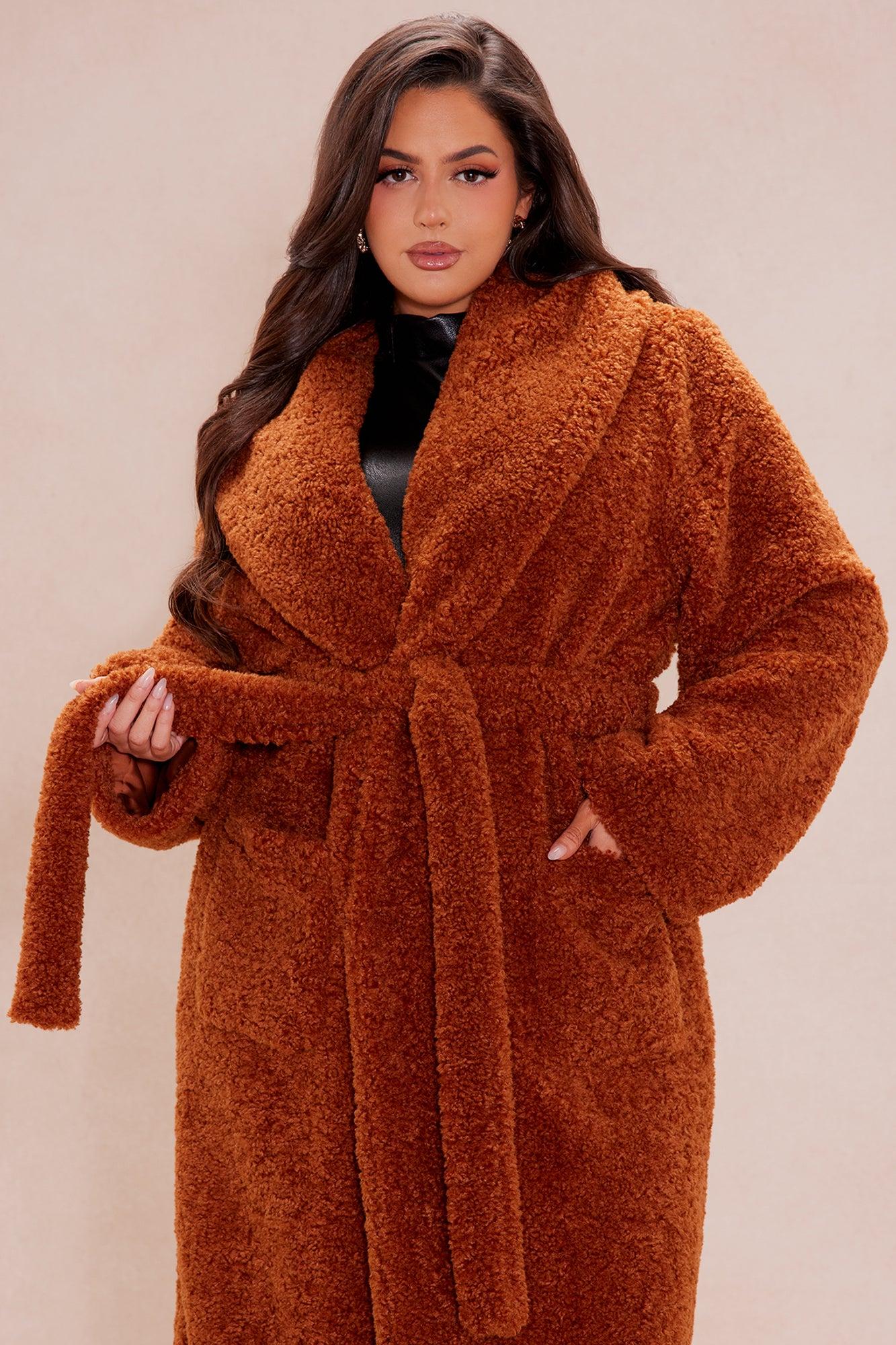 Alyssa Faux Fur Coat - Cognac Product Image