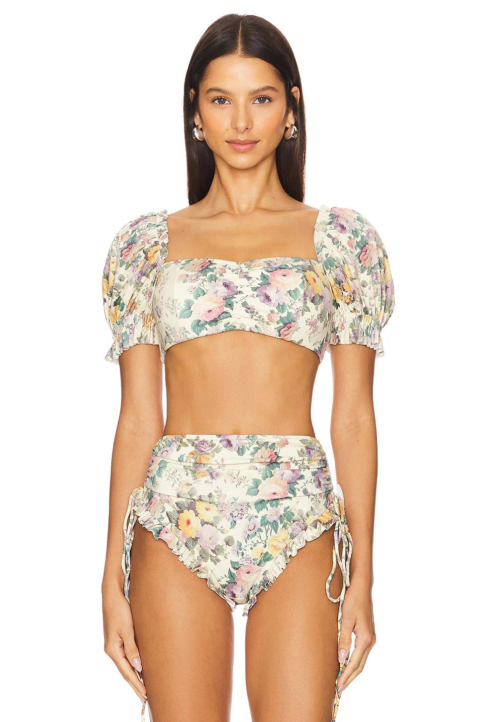 The Blonde Floral Babydoll Bikini Top Product Image