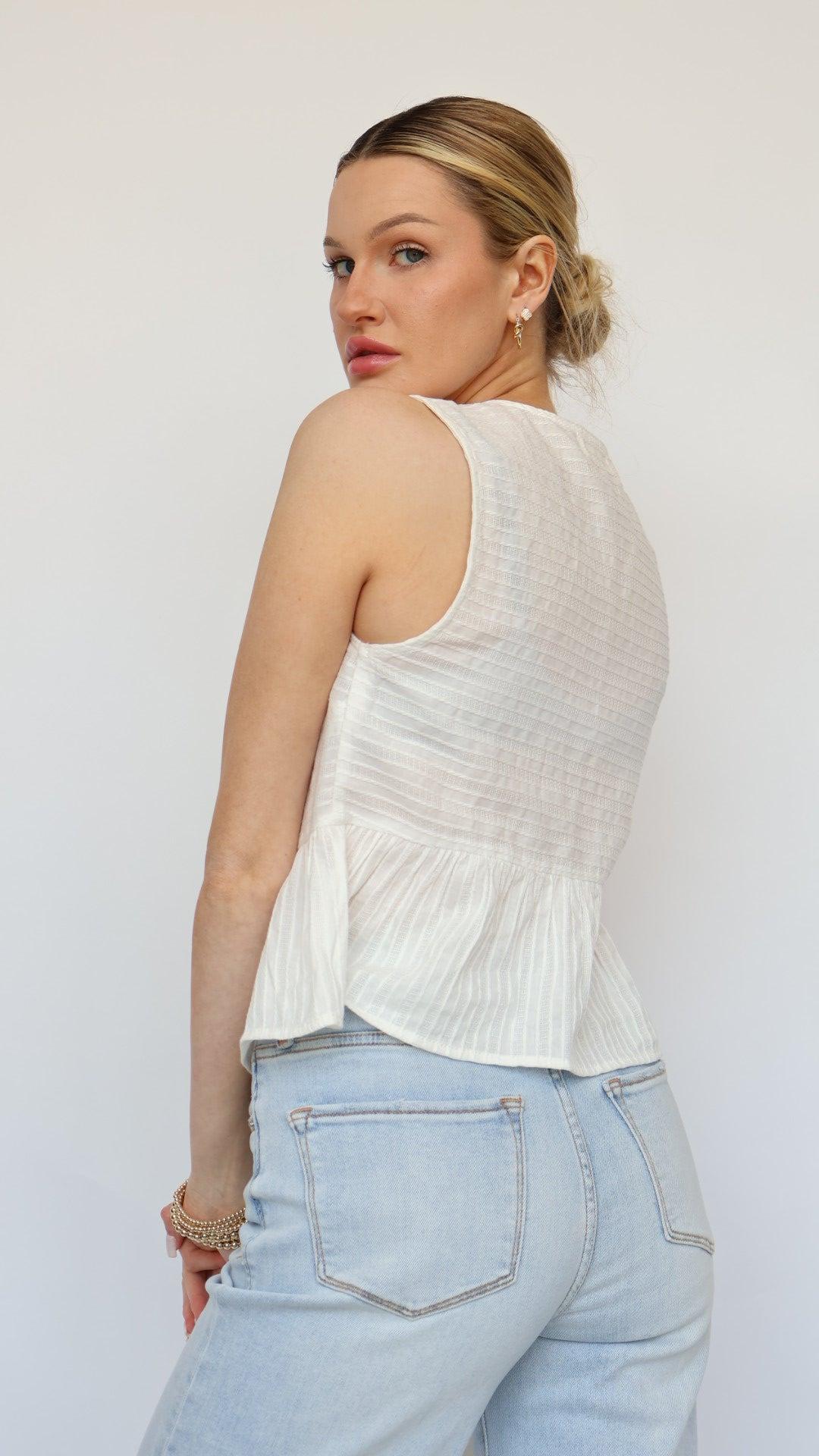 Triple Bow Front Peplum Top Product Image