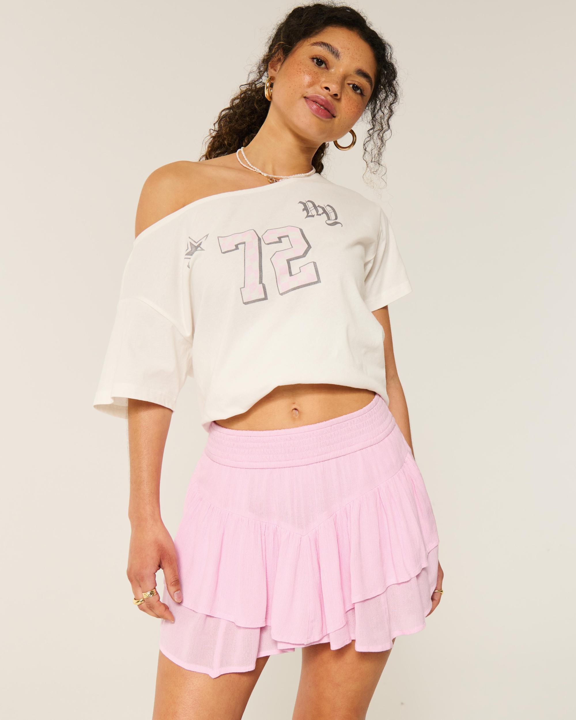 Asymmetrical Hem Tiered Mini Skort Product Image