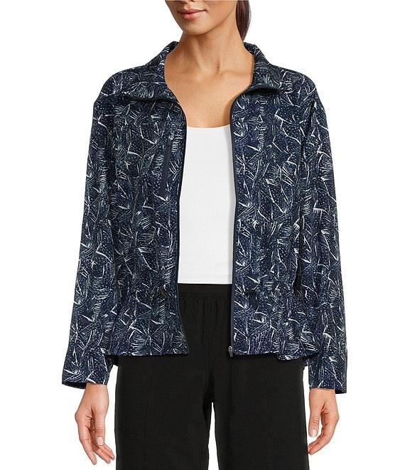 NZ ACTIVE by NIC + ZOE Falling Fans Tech Stretch Printed Zip Front Long Sleeve Jacket Product Image