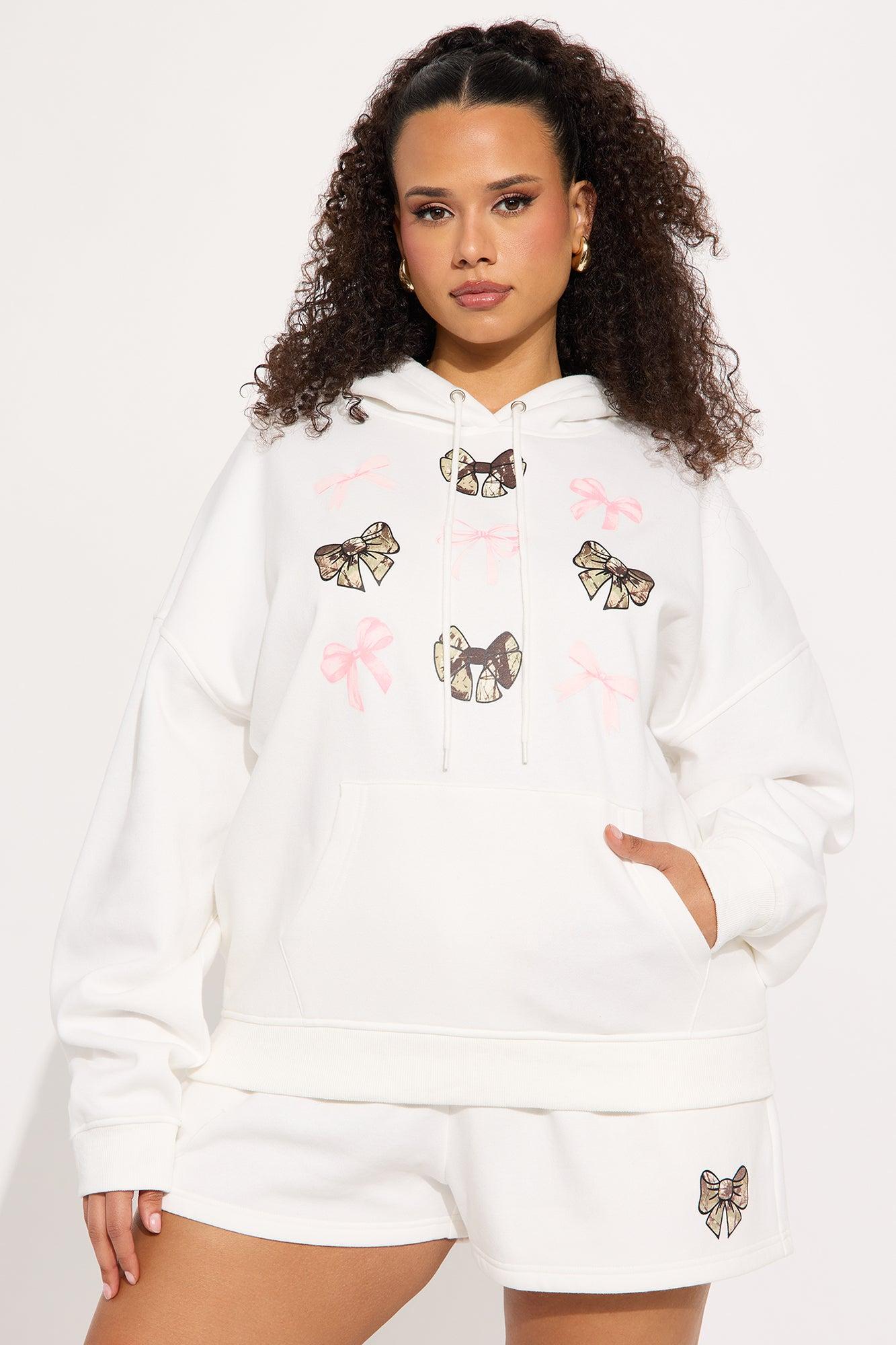 Nothin Like Me Bow Hoodie - Ivory Product Image