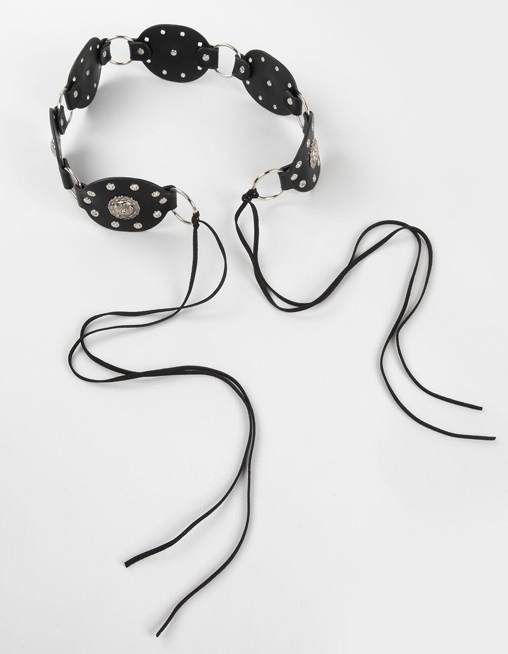 Flower Grommet Wrap Belt - BLACK Product Image