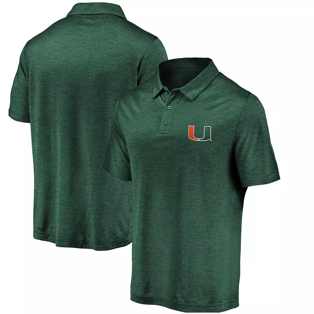 Men's Fanatics Branded Green Miami Hurricanes Primary Logo Striated Polo,  Product Image