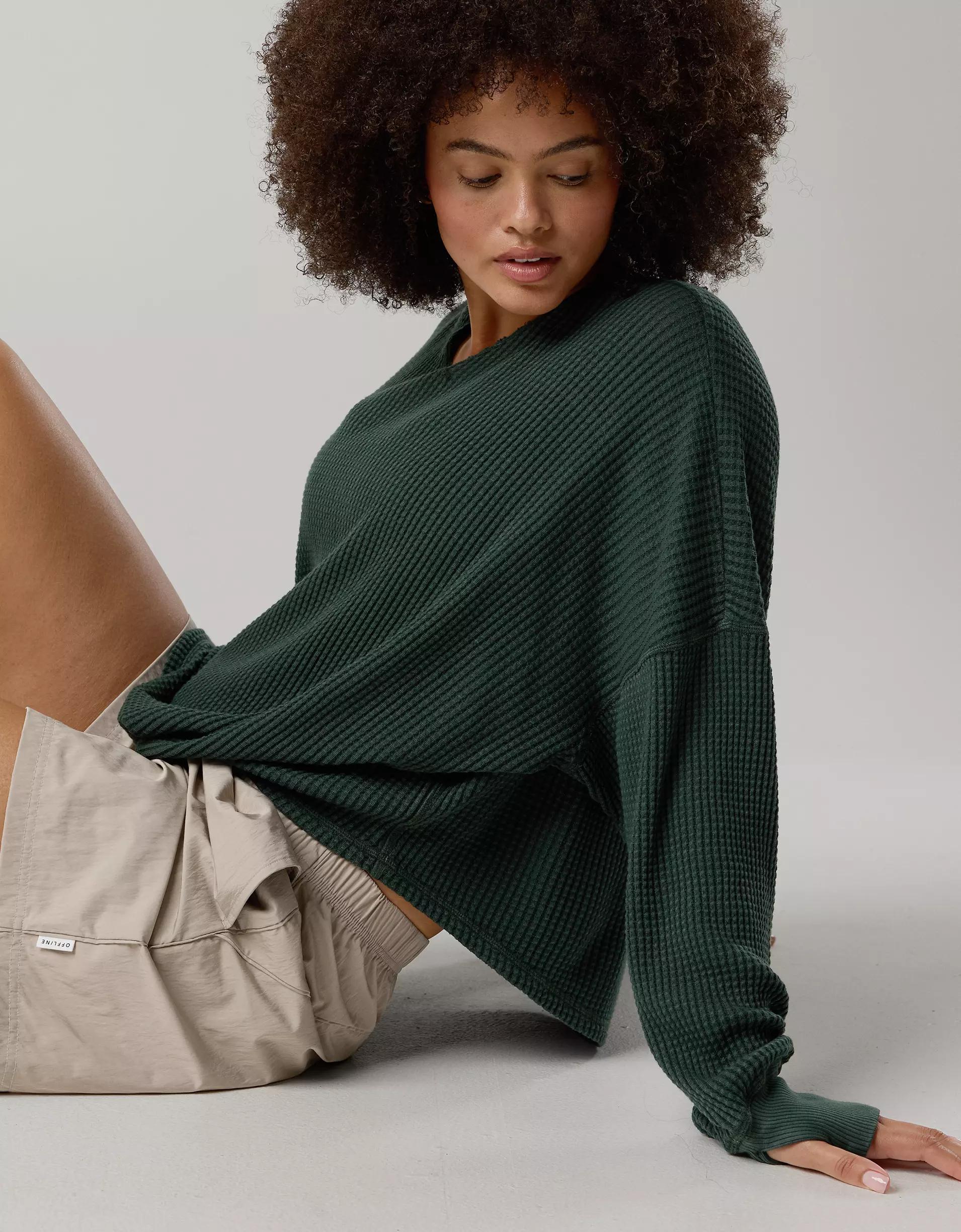 OFFLINE By Aerie Wow! Waffle Notch Neck Long Sleeve T-Shirt Women's Product Image