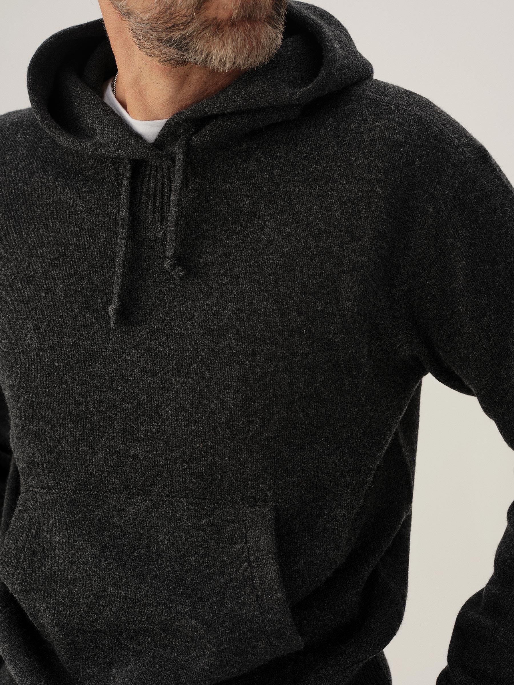 Charcoal Loopback Wool Hooded Sweatshirt Product Image