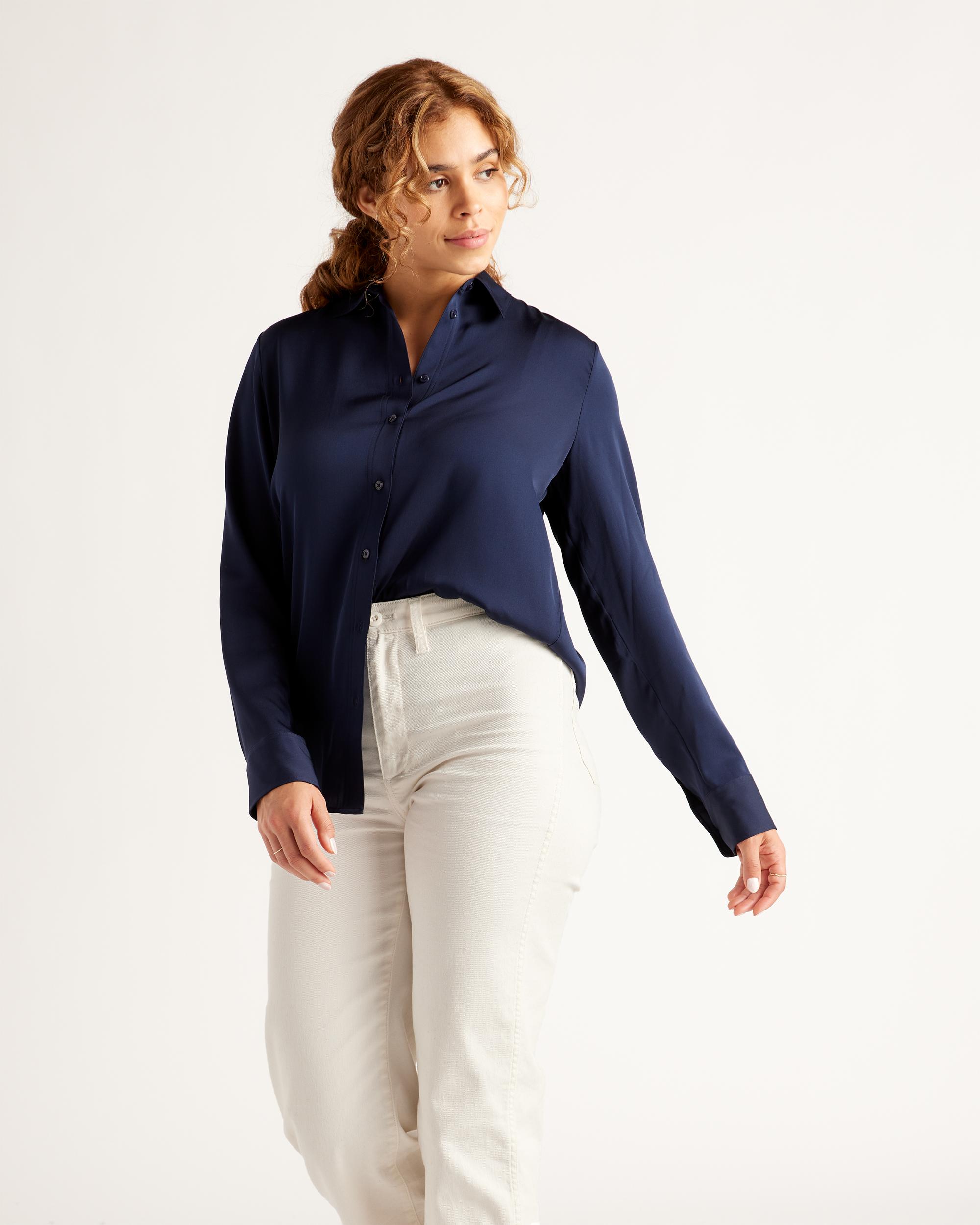 Quince | Women's 100% Washable Silk Stretch Blouse Size XL Product Image