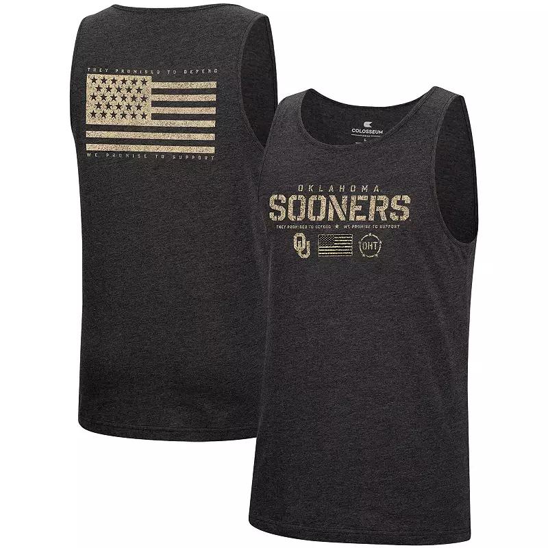 Mens Colosseum Heathered Black Oklahoma Sooners Military Appreciation OHT Transport Tank Top Product Image