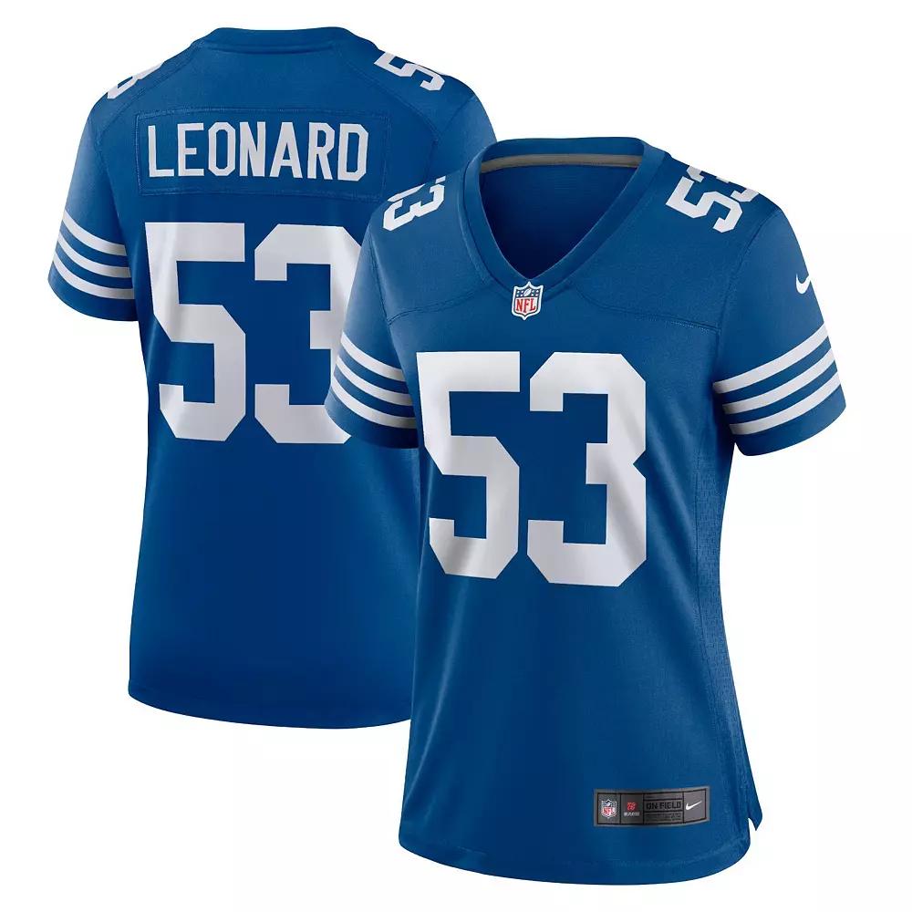 Women's Nike Darius Leonard Royal Indianapolis Colts Alternate Game Jersey, Size: Small, Blue Product Image