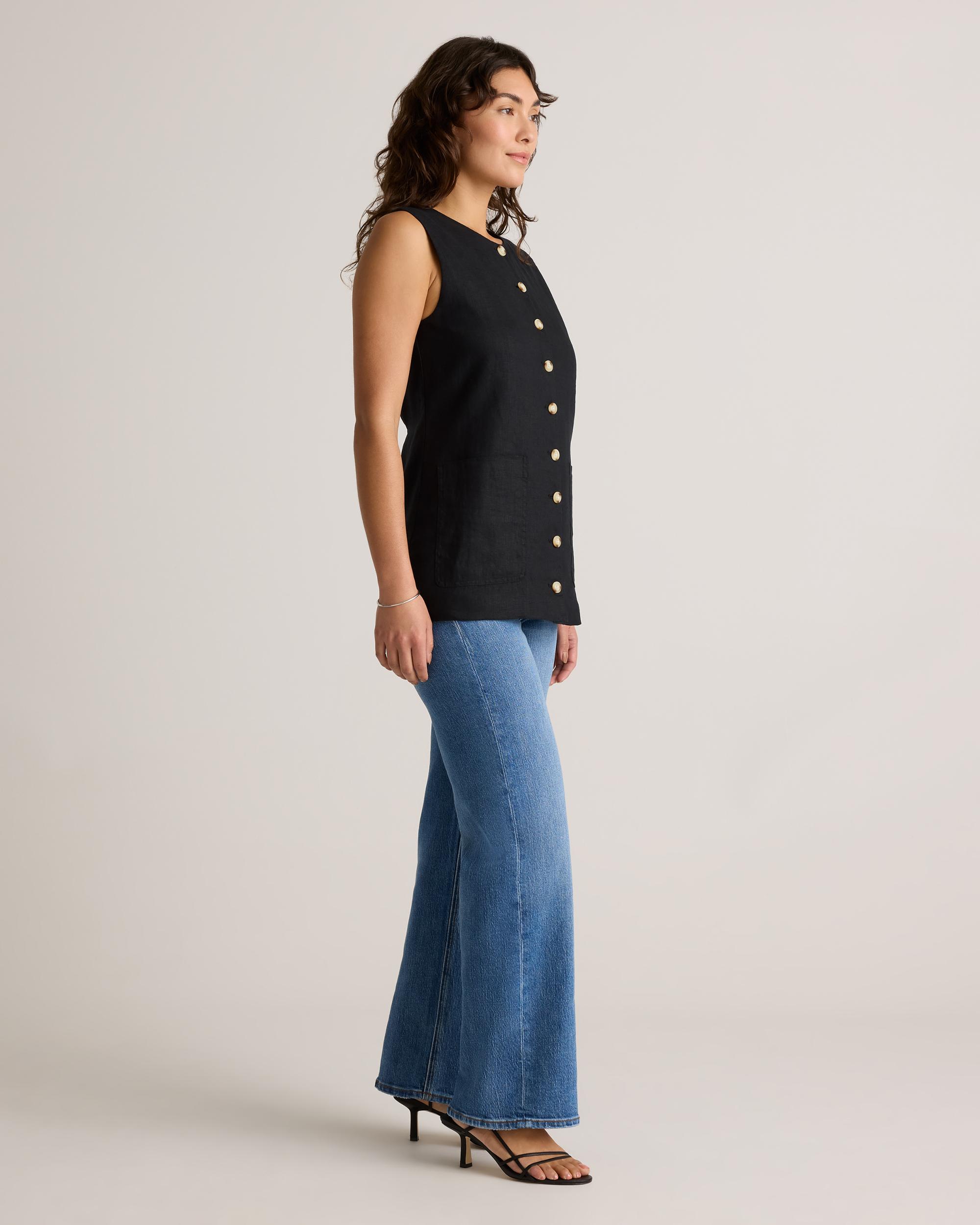 Quince | Women's 100% European Linen Longline Vest Size XS Product Image