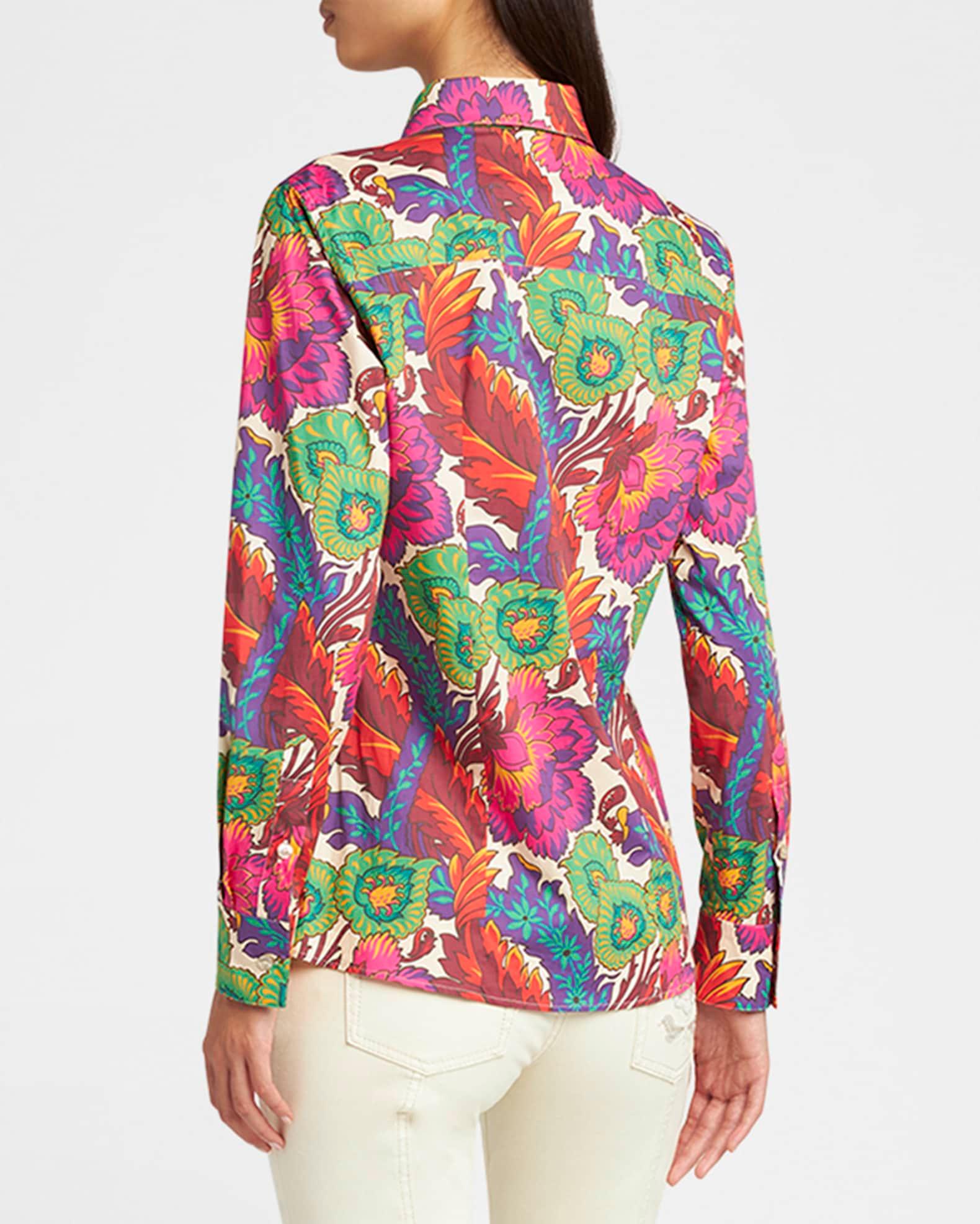 Floral Long-Sleeve Cotton Button-Down Shirt Product Image