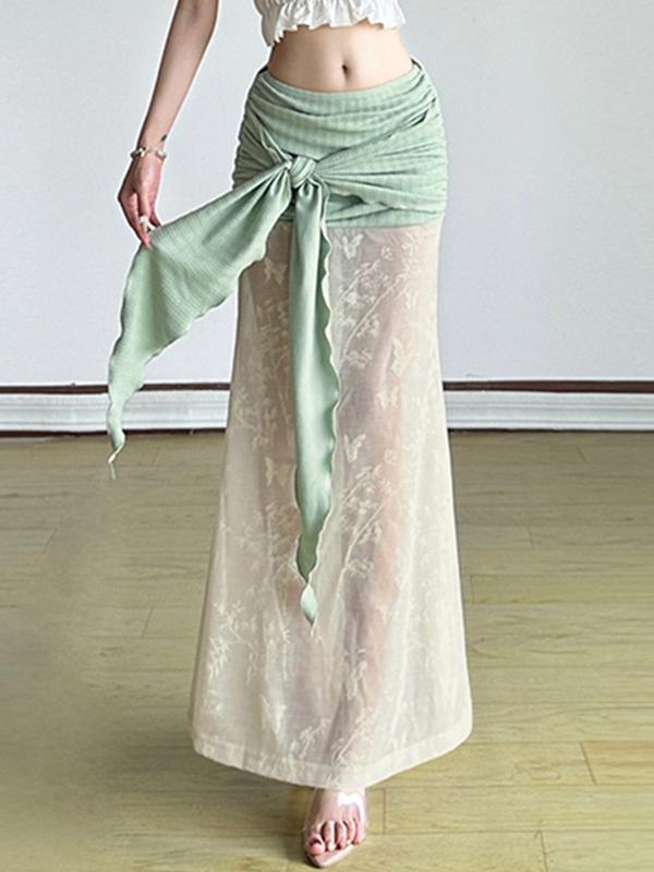Tender Style Strappy Ruffles Maxi Skirt Product Image