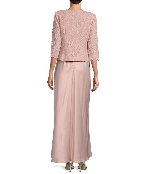Alex Evenings Petite Size Scoop Neck 3/4 Sleeve Glitter Lace 2-Piece Jacket Dress Product Image