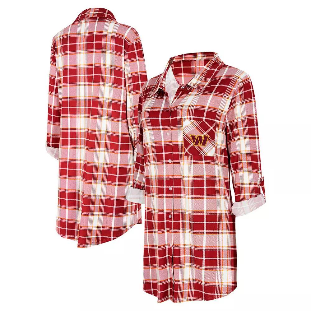 Women's Concepts Sport Burgundy Washington Commanders Ashford Plaid Knit Nightshirt, Size: Medium, Wft Med Re Product Image