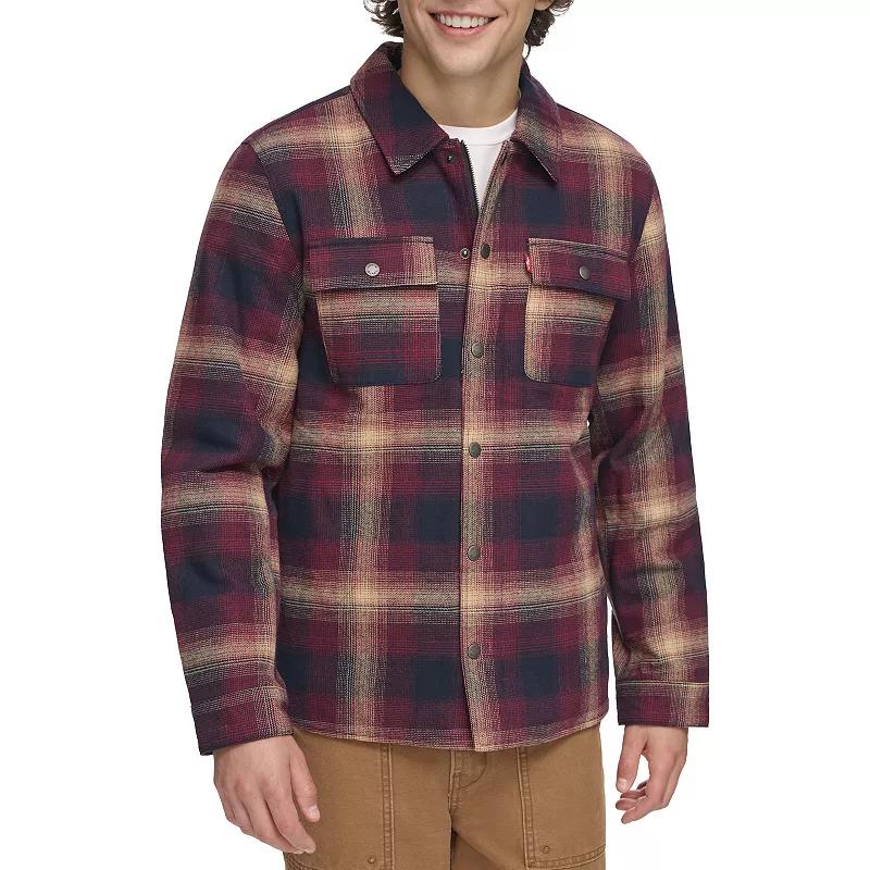 Men's Levi's® Quilted-Lined Shirt Jacket, Size: Medium, Red Ombre Plaid Product Image