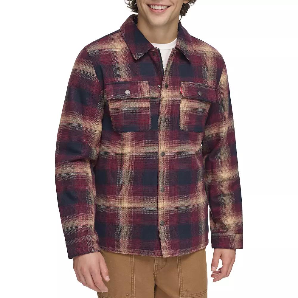 Men's Levi's® Quilted-Lined Shirt Jacket, Size: Medium, Red Ombre Plaid Product Image
