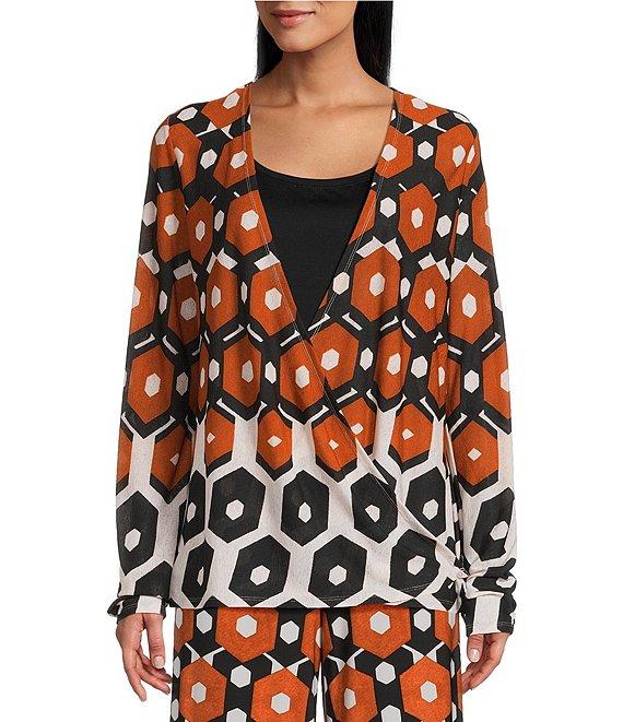Investments Soft Separates Light Honeycomb Border Long Sleeve Coordinating Topper Product Image