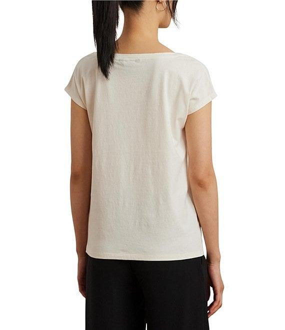 Lauren Ralph Lauren Jersey Knit Boat Neck Short Sleeve Tee Product Image