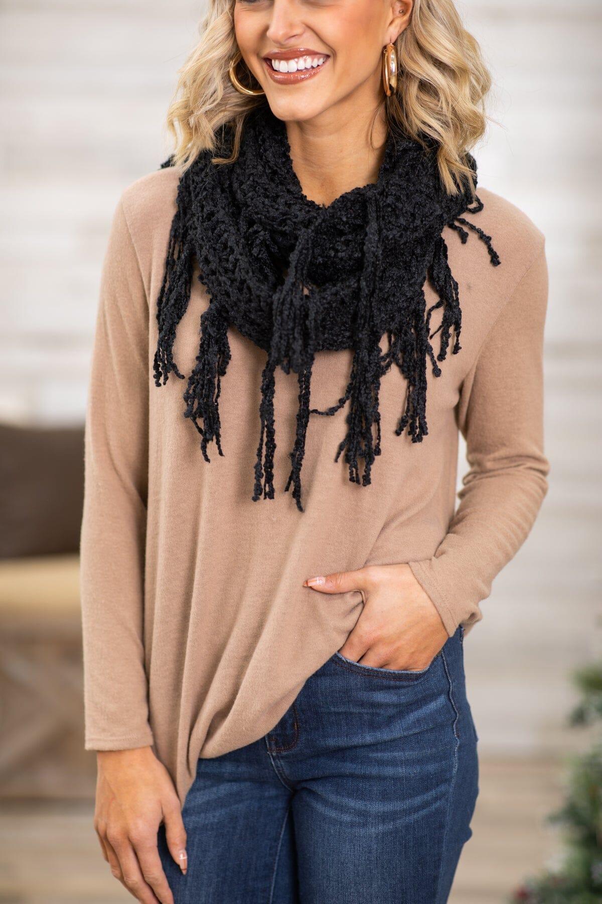 Taupe Top and Black Infinity Scarf Bundle Product Image