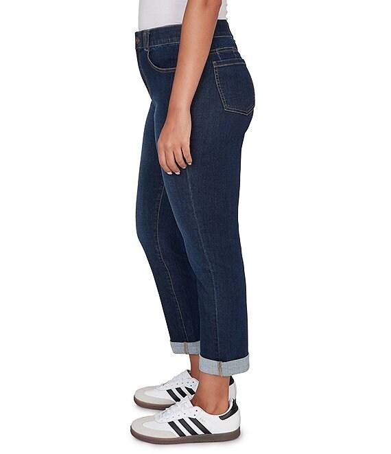 Ruby Rd. Petite Size Ultra-Soft Rolled Hem Girlfriend Jeans Product Image