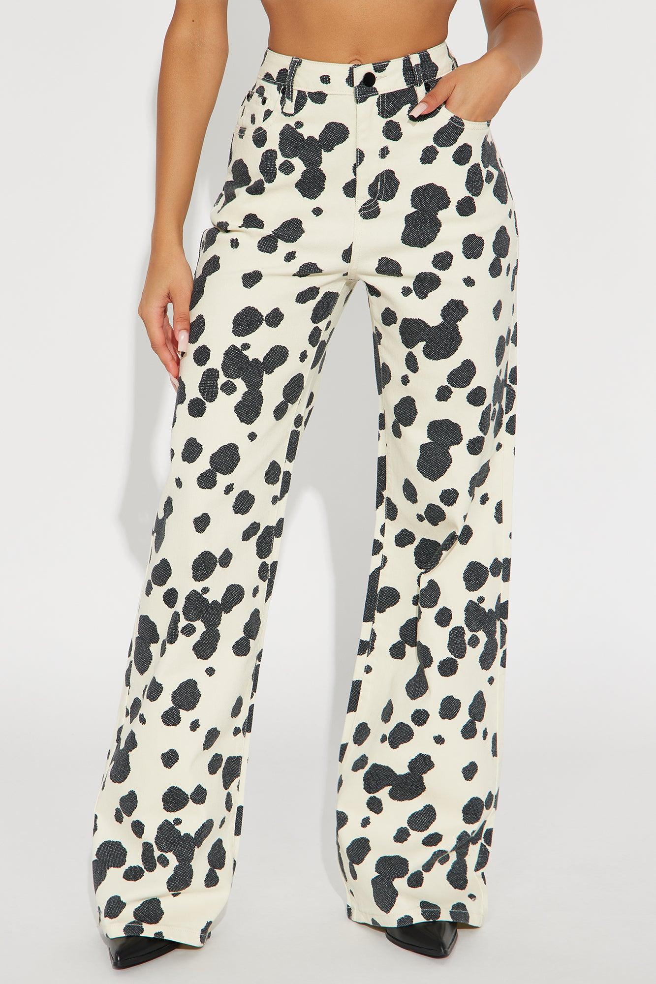 Something Sweet Printed Flare Jeans - Black/White Female Product Image