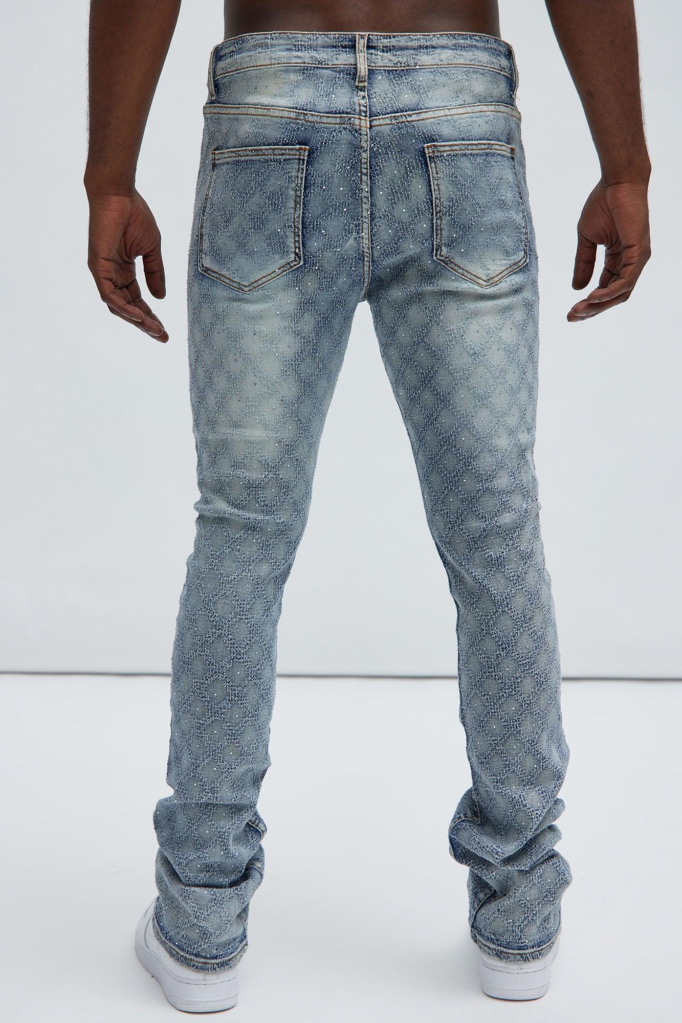 I Be Jeweled Stacked Skinny Flare Jeans - Light Blue Product Image