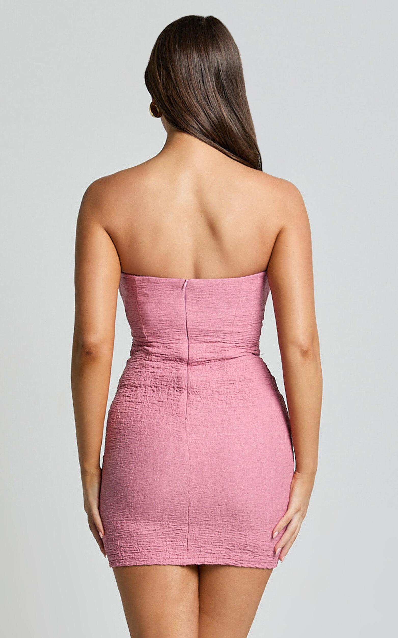 Marisa Mini Dress - Cut Out Front Strapless Bodycon Dress in Pink Product Image