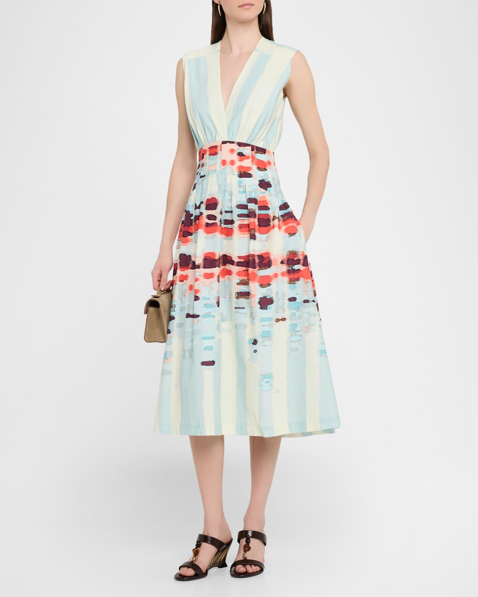 Jocelyn Sleeveless Cotton-Stretch A-Line Midi Dress Product Image