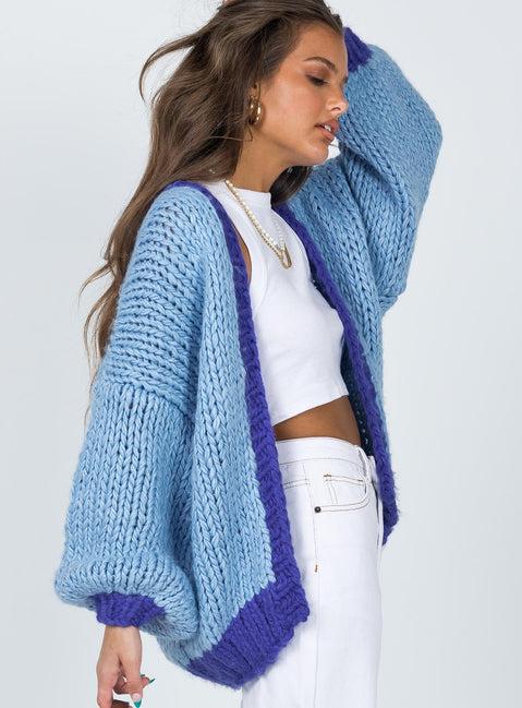 Lester Knit Cardigan Blue Product Image
