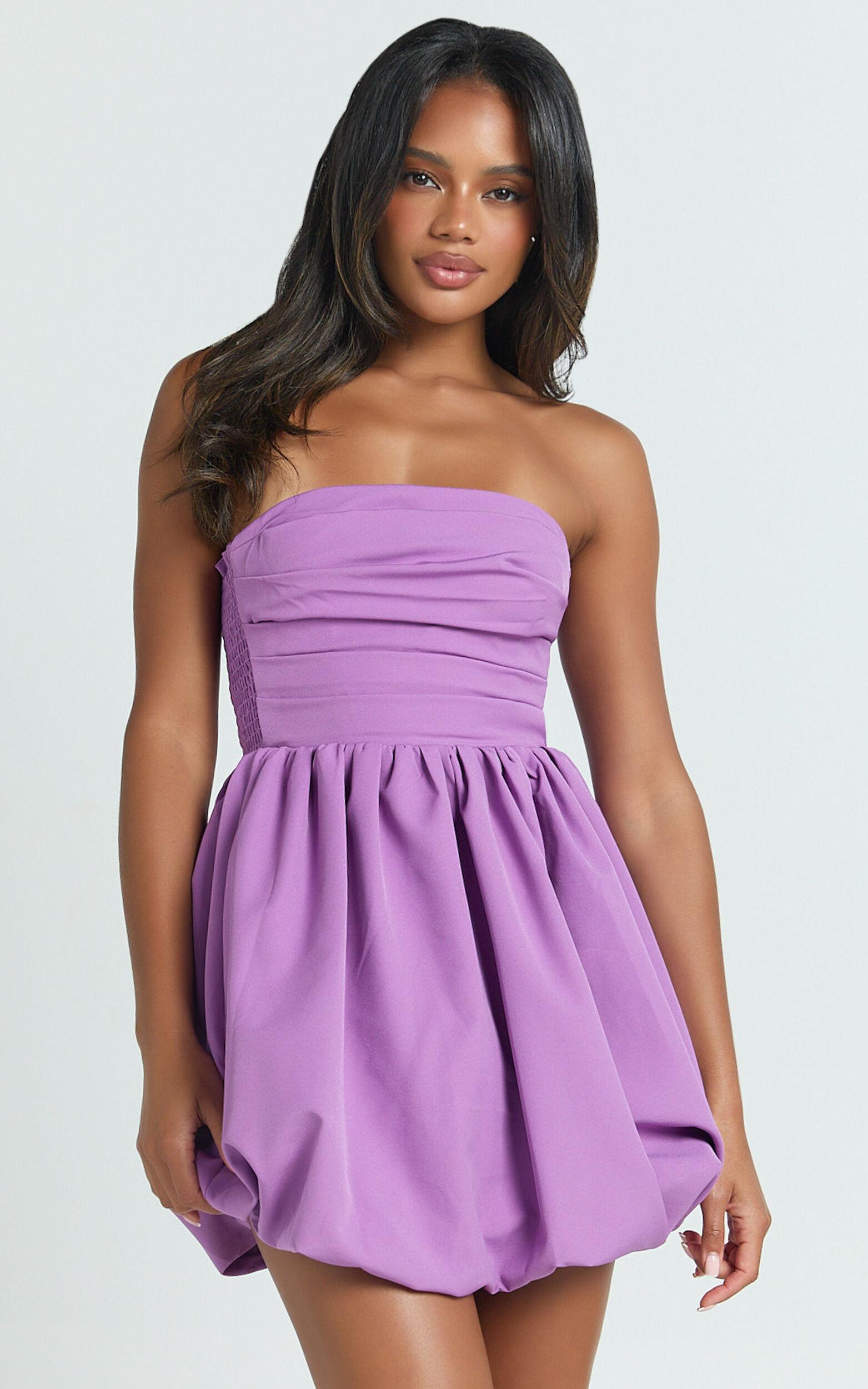 Shaima Mini Dress - Strapless Bubble Hem Dress in Orchid Product Image